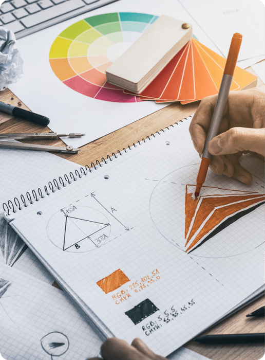 Graphic designer creating brand identity visuals